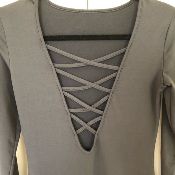 Long Sleeve Grey Midi Dress - Picture 4 of 4